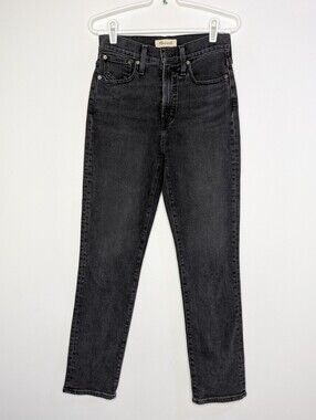 Madewell The Perfect Vintage Jean Black Cotton Blend Denim High Rise 25